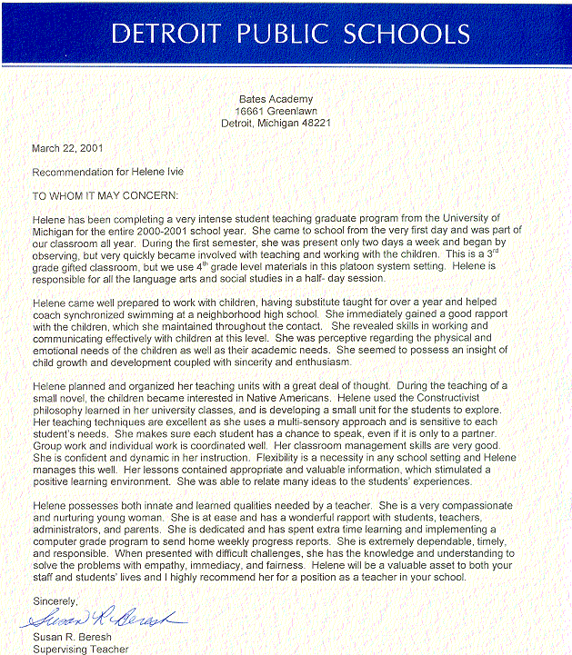 Letter Of Recommendation For Teachers | Chef In Training Letter Of Recommendation For Teachers | Chef In Training