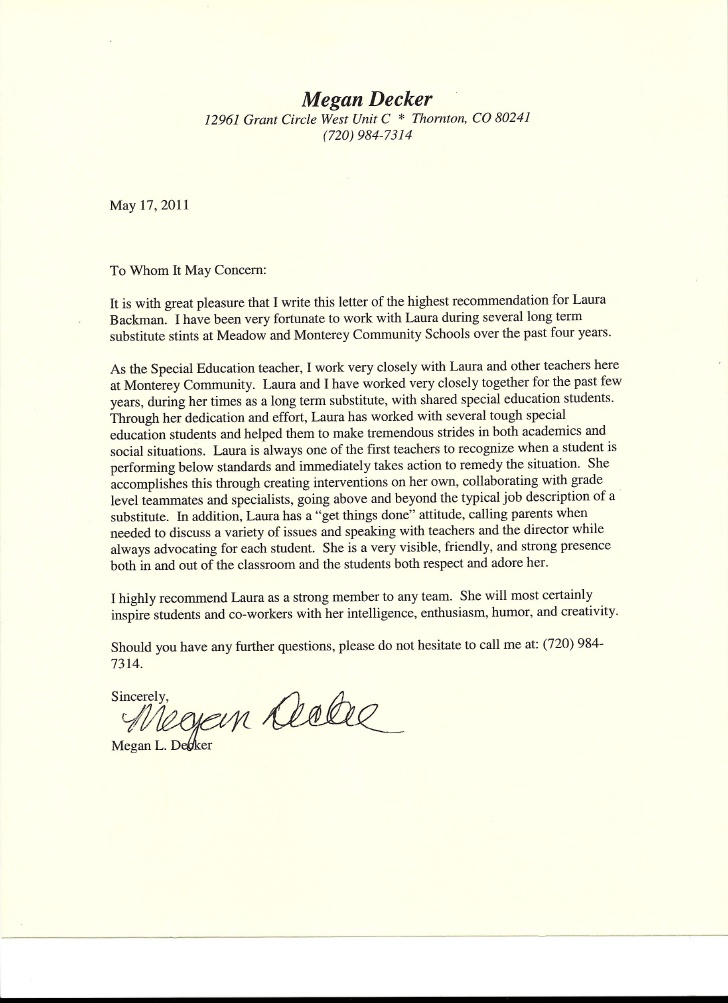 Reference Letter Teacher Reference Letter Teacher