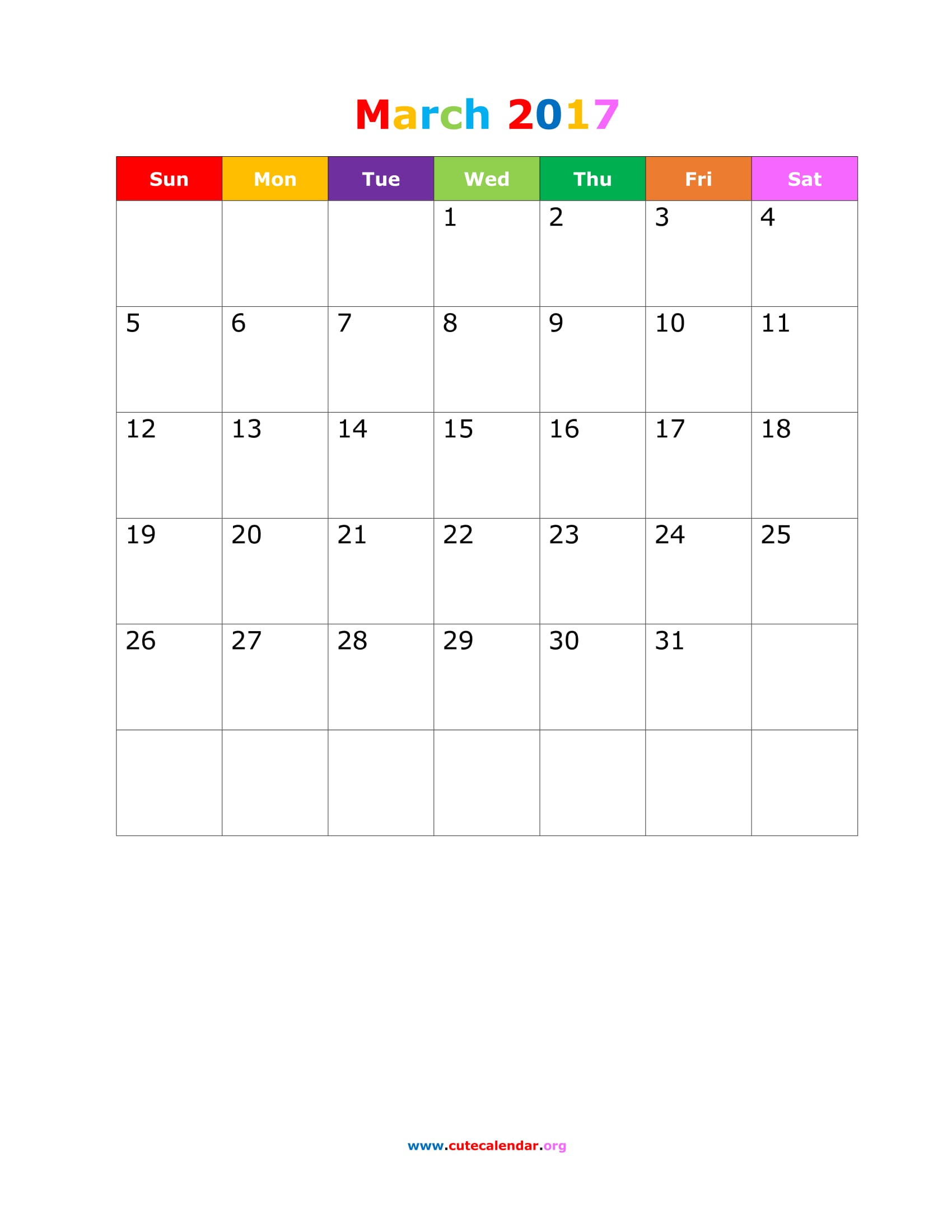March 2017 Calendar Cute | monthly calendar printable