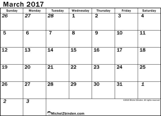 March 2017 Calendar Pdf | printable calendar templates
