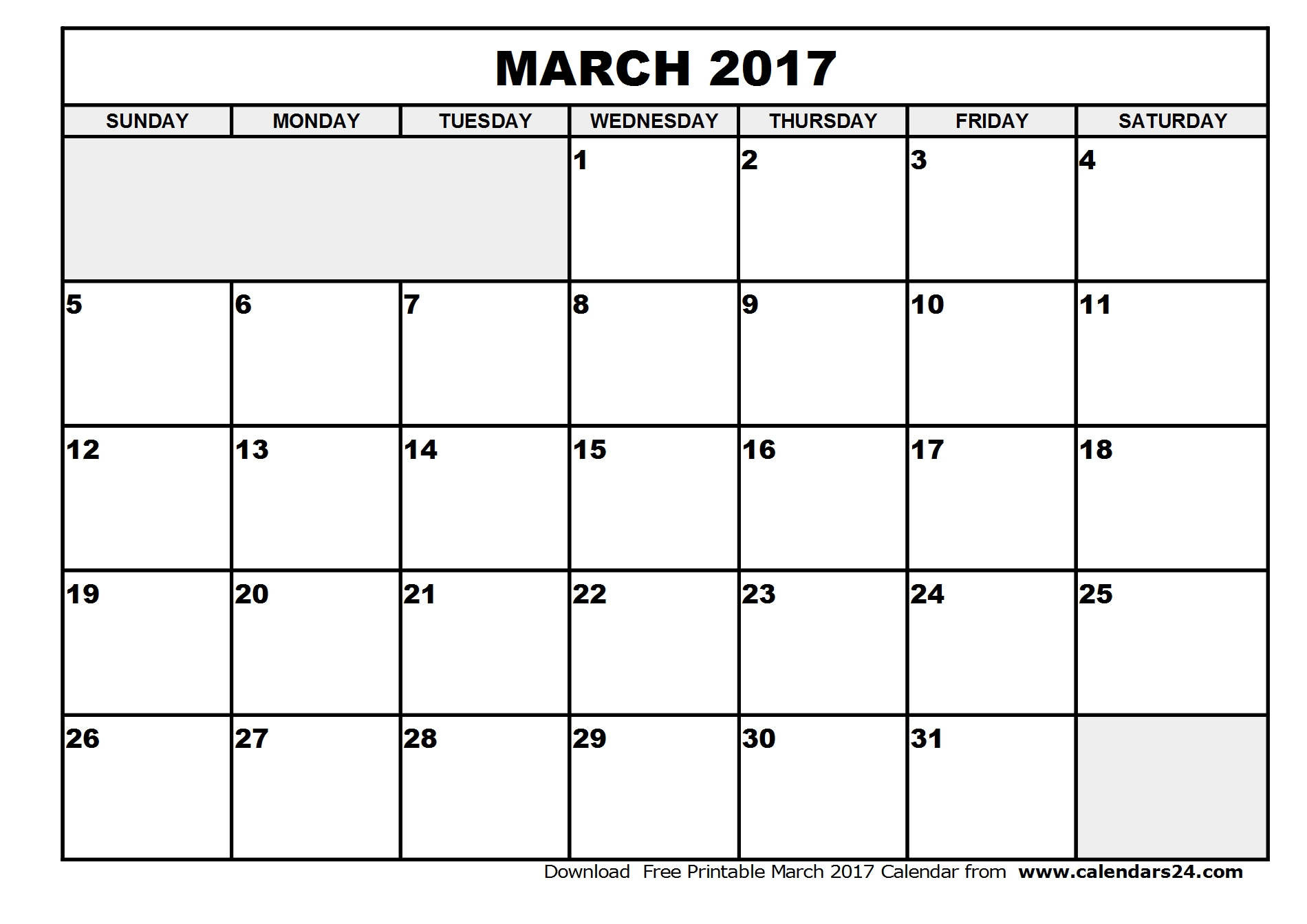 March 2017 Calendar & April 2017 Calendar