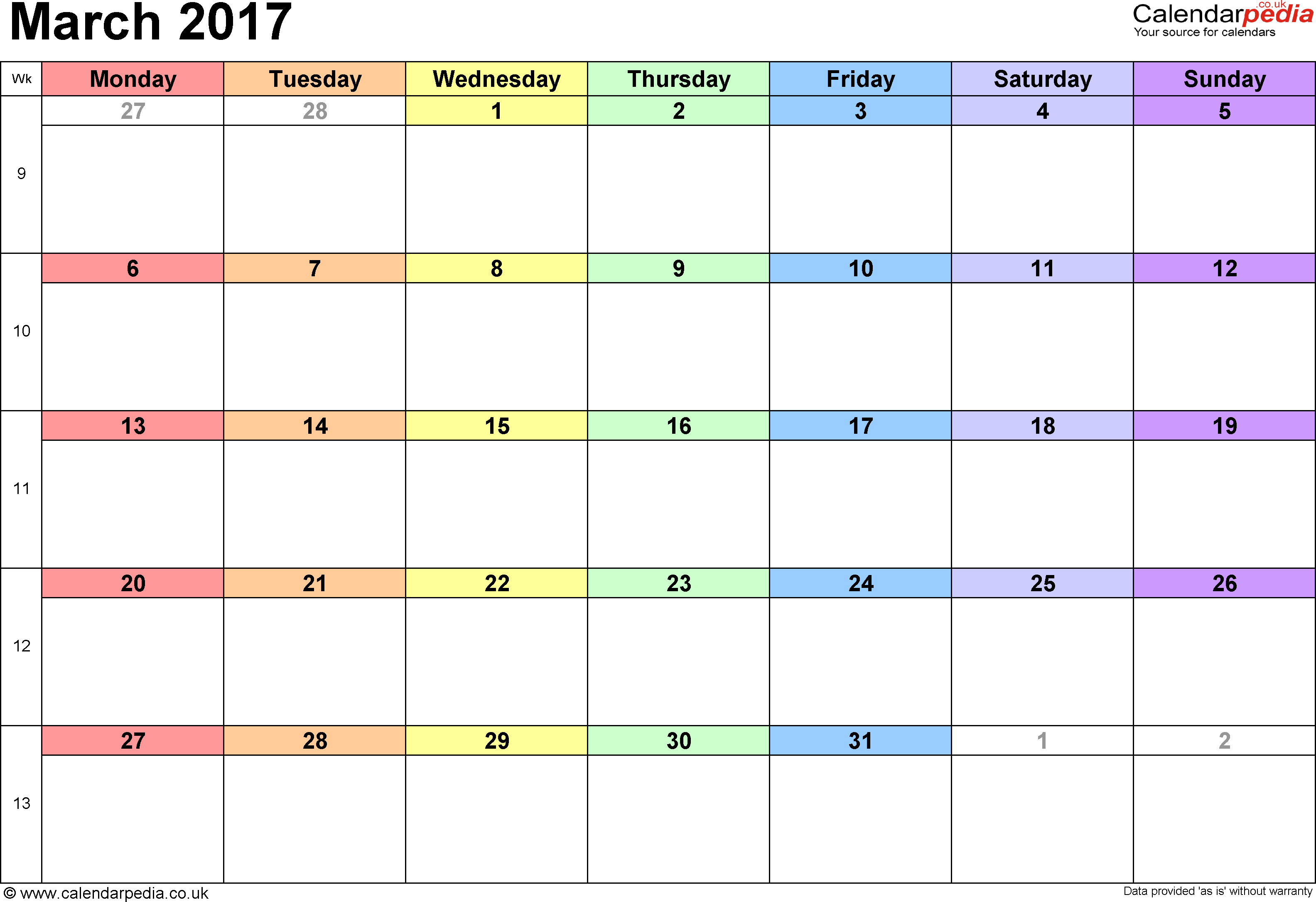 Calendar March 2017 UK, Bank Holidays, Excel/PDF/Word Templates Calendar March 2017 UK, Bank Holidays, Excel/PDF/Word Templates