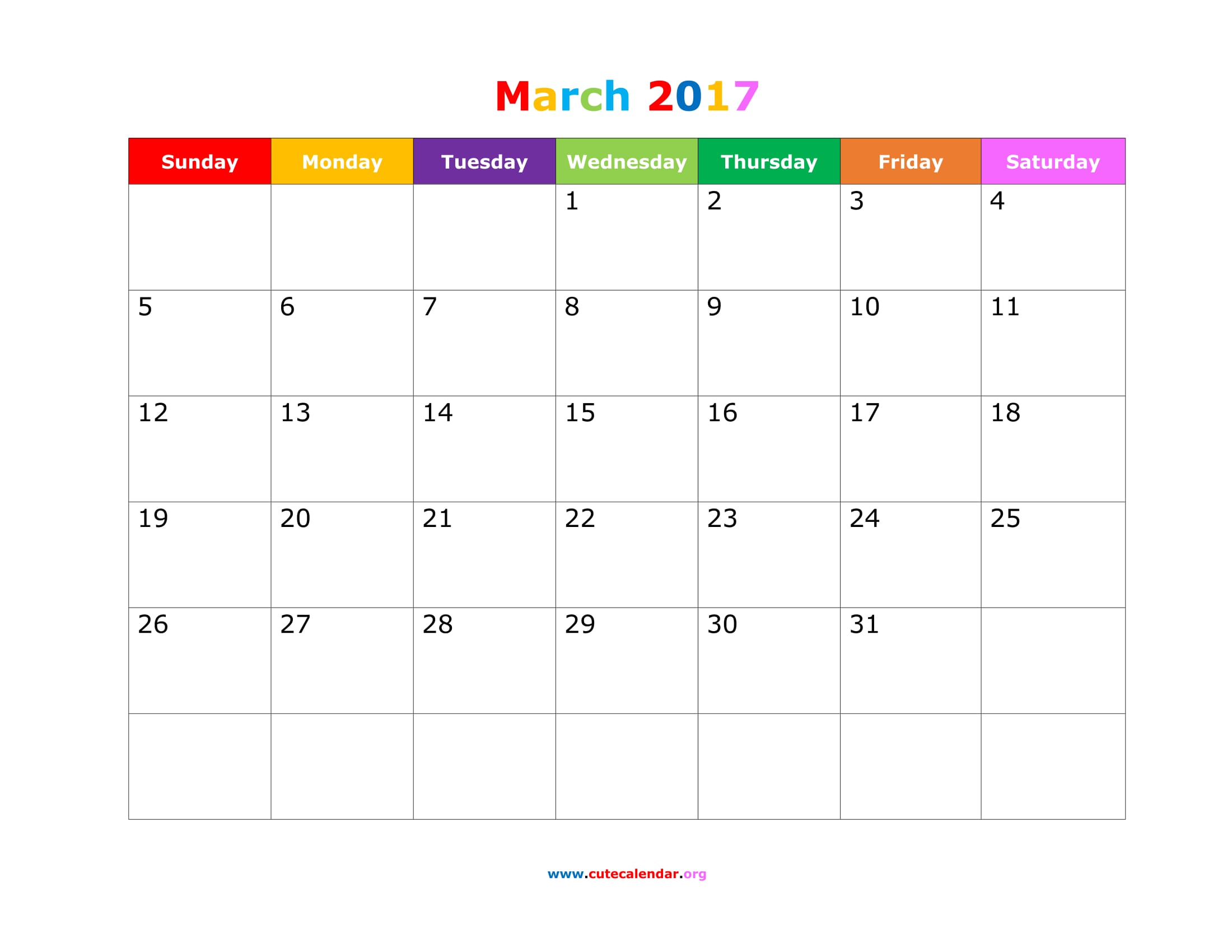 march 2017 calendar with holidays