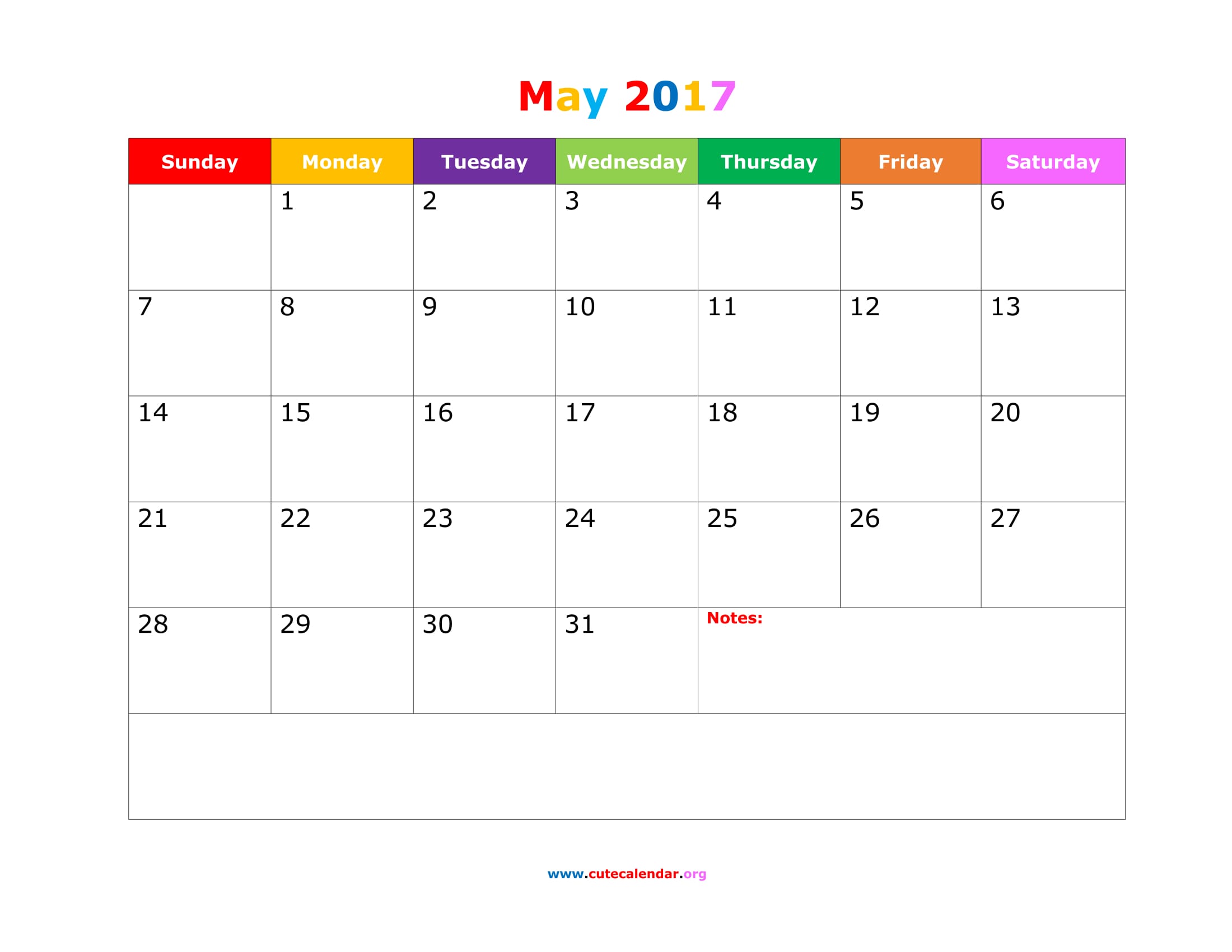 May 2017 Calendar Cute | free calendar 2017
