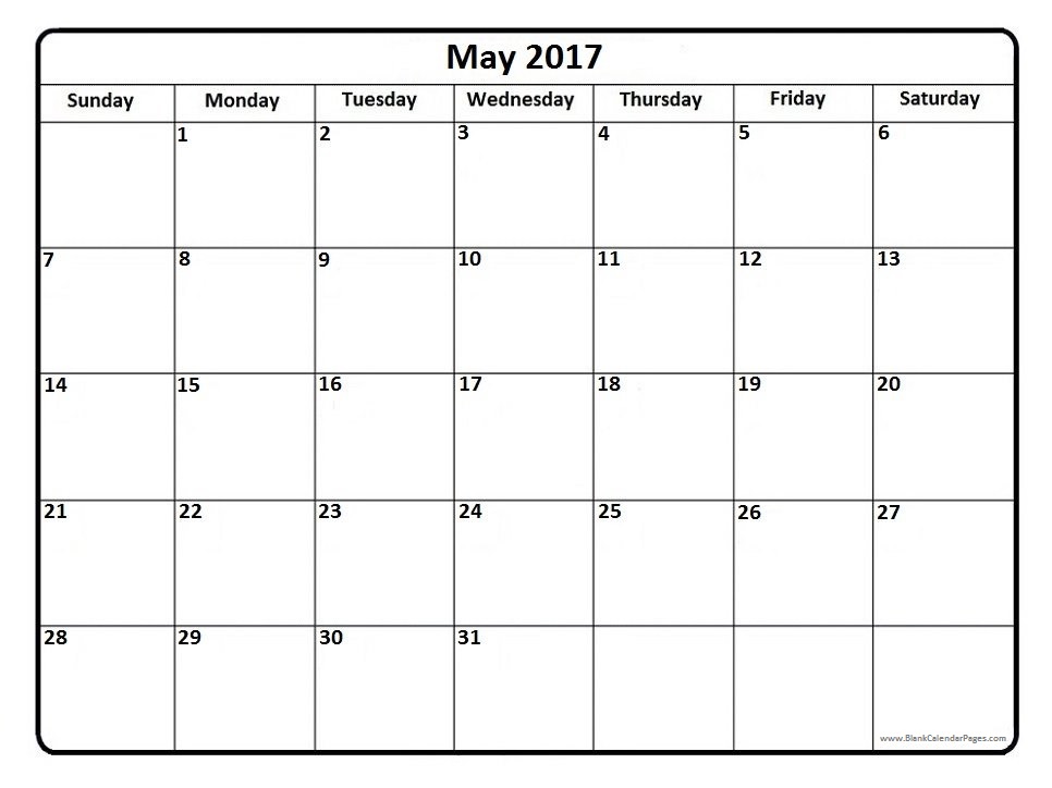 May 2017 calendar PDF.