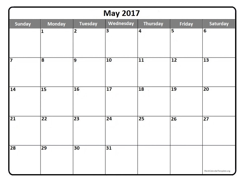 May 2017 Calendar Template | weekly calendar template May 2017 Calendar Template | weekly calendar template