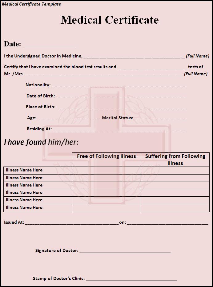 Medical Certificate Template. Medical Certificate Template.