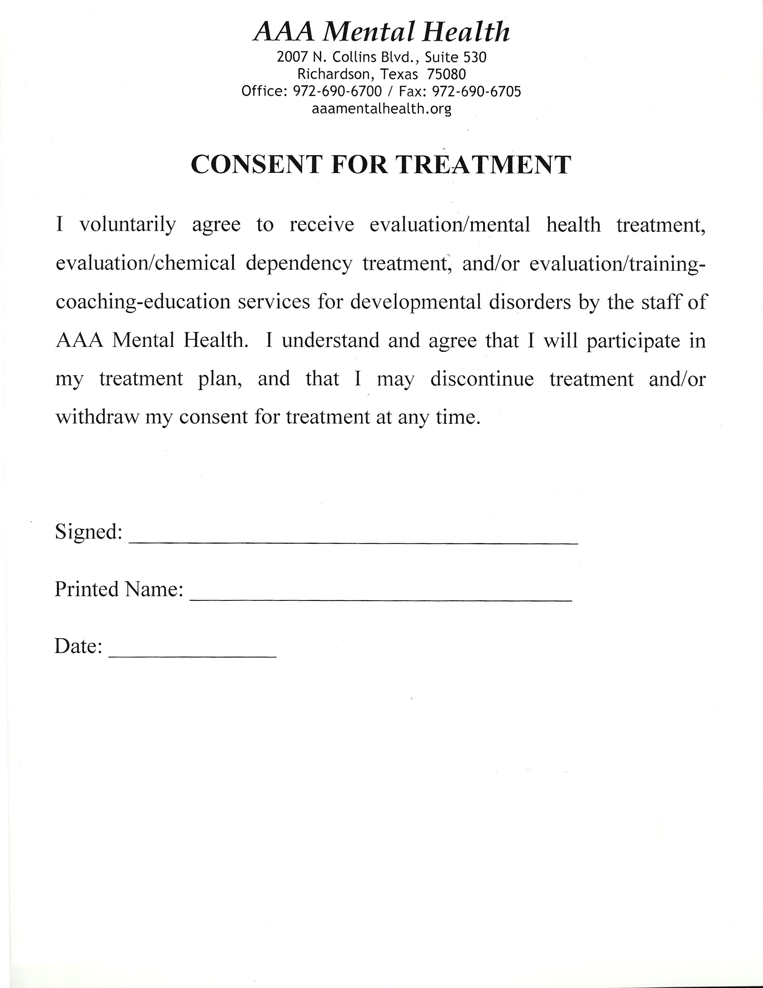 Medical Consent Form For Adults | templates free printable