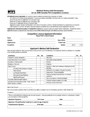 Fillable Online Medical Self Declaration Form ASN Canada FIA Fax Fillable Online Medical Self Declaration Form ASN Canada FIA Fax