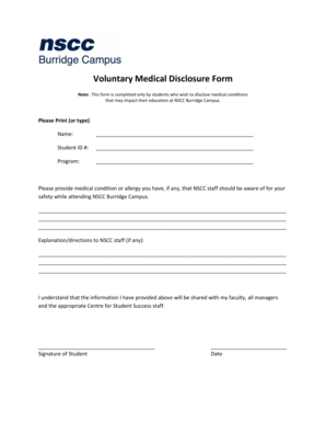 Fillable Online Voluntary Medical Disclosure Form NSCC Burridge Fillable Online Voluntary Medical Disclosure Form NSCC Burridge
