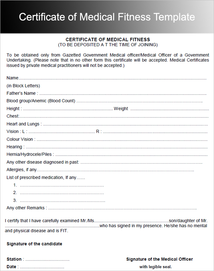 Medical Fitness Certificate Form Template Free | Sample Templates Medical Fitness Certificate Form Template Free | Sample Templates