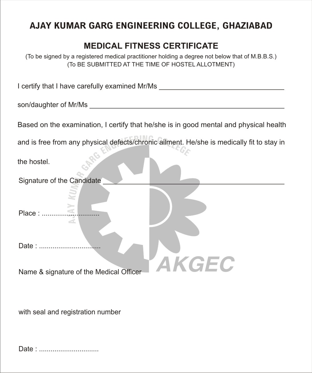 medical certificate format