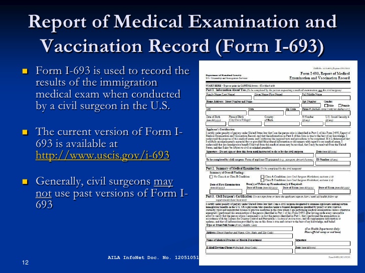 Immigration Medical Exams and the I 693 Form Immigration Medical Exams and the I 693 Form