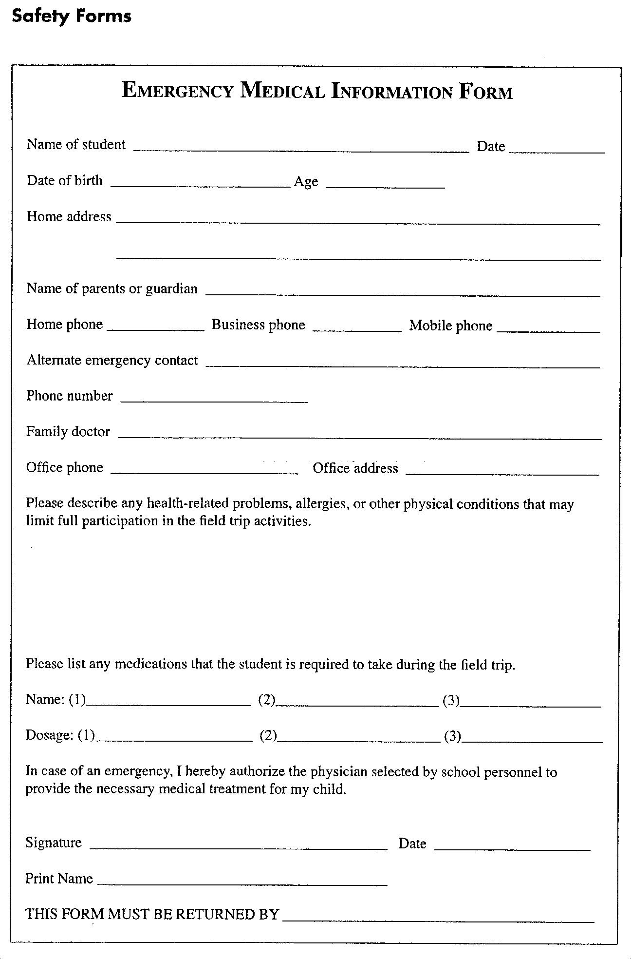 Printable Medical Forms Printable Forms Free Online