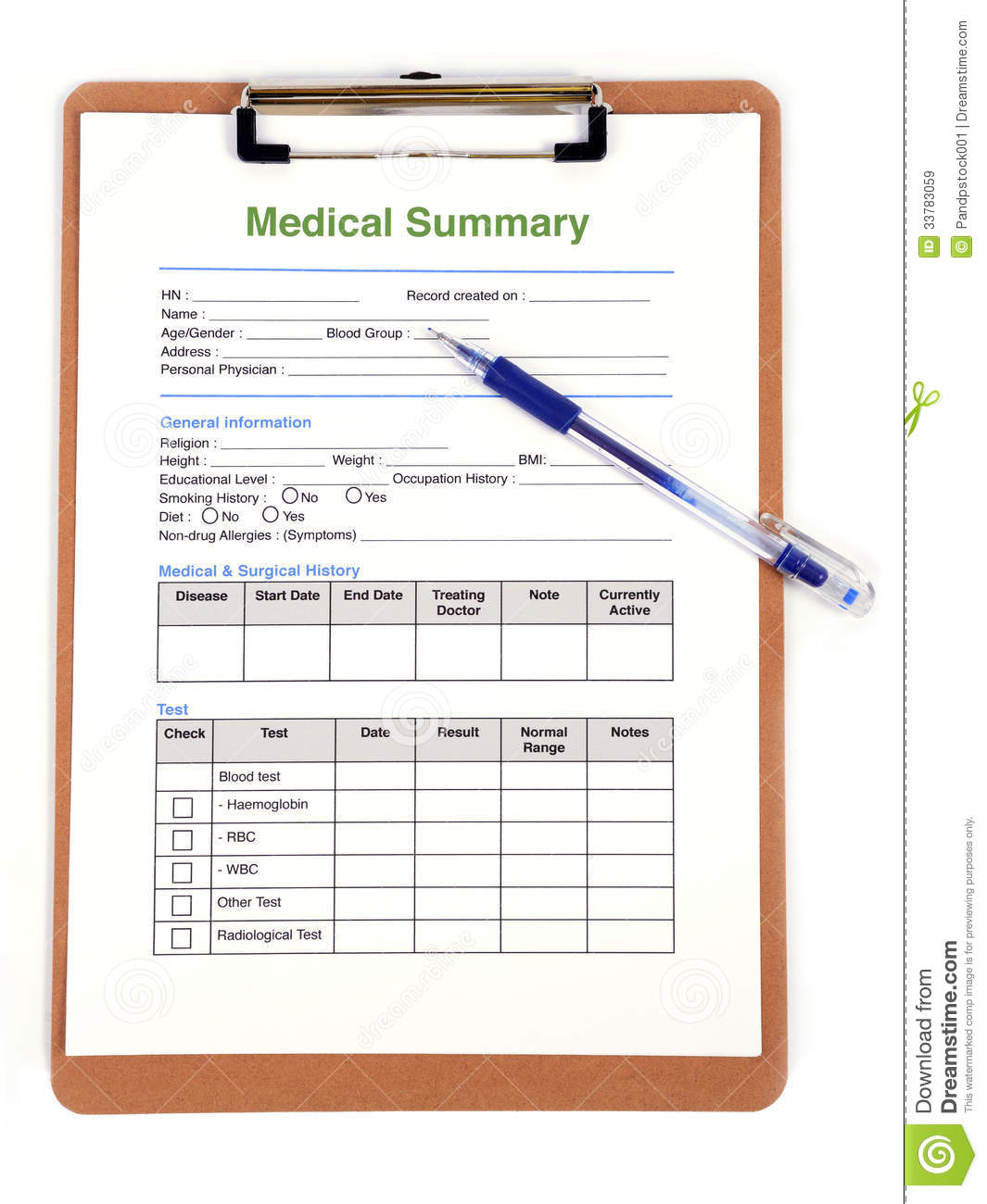Medical Form Royalty Free Stock Images Image: 33783059 Medical Form Royalty Free Stock Images Image: 33783059