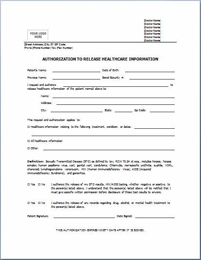 Sample Medical Authorization Form Templates | Printable Medical 