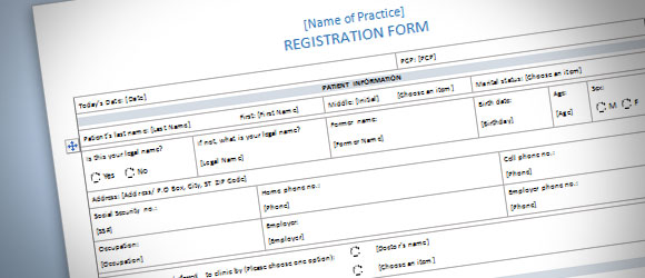 Patient Registration Form Template for Word 2013