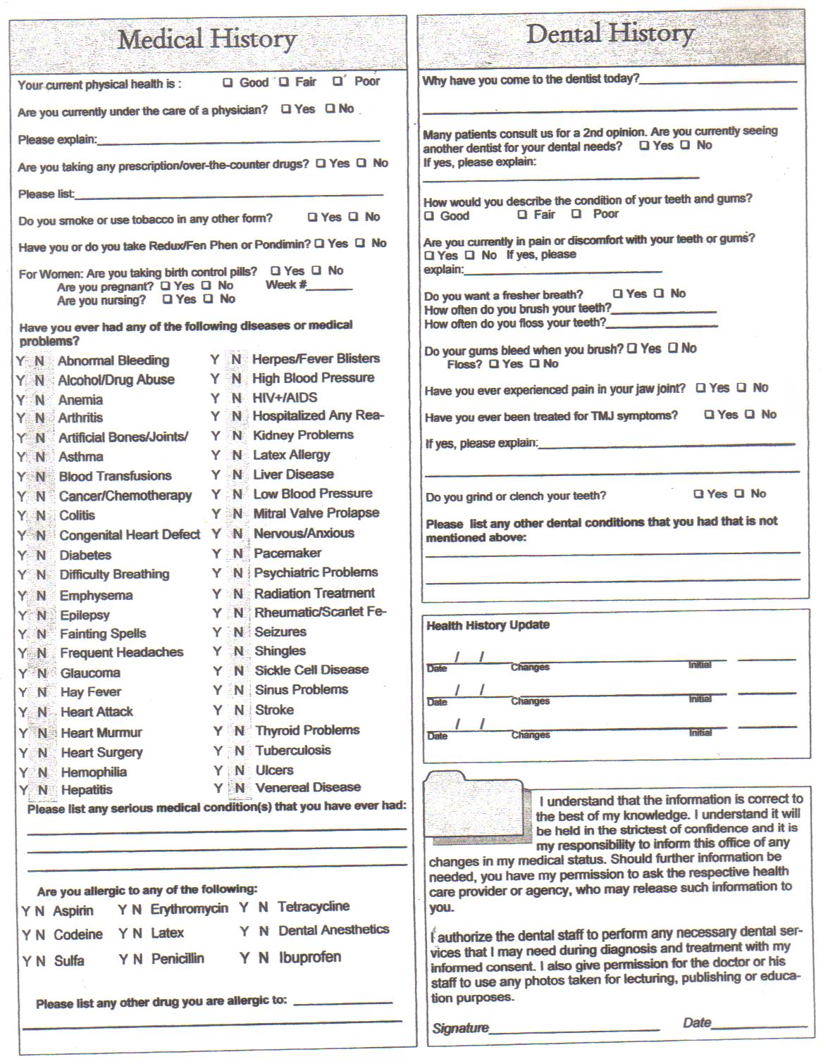 Best Photos of Health History Forms Dental Office Dental Patient Best Photos of Health History Forms Dental Office Dental Patient