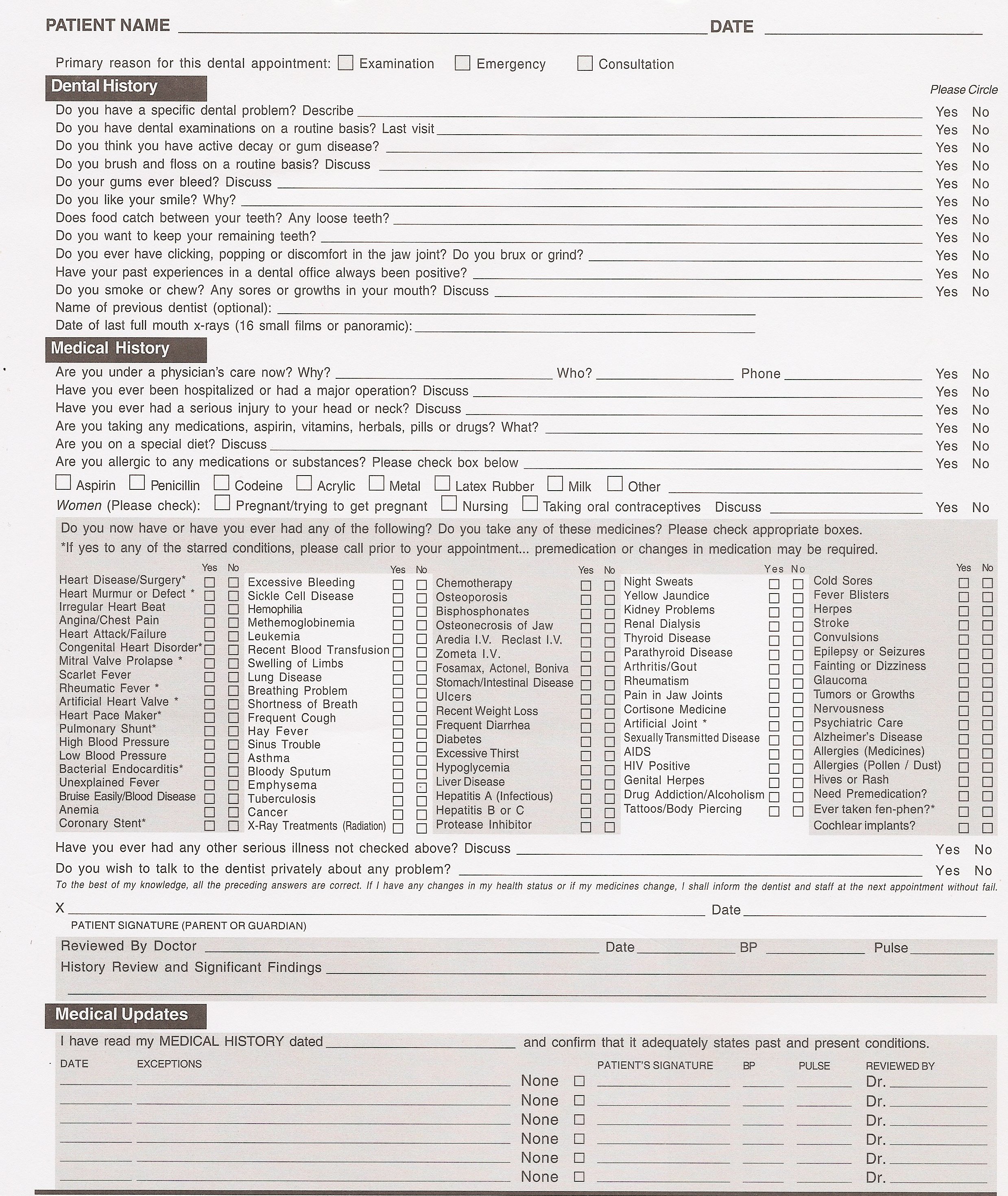 Free Fillable Medical History Form Printable Forms Free Online