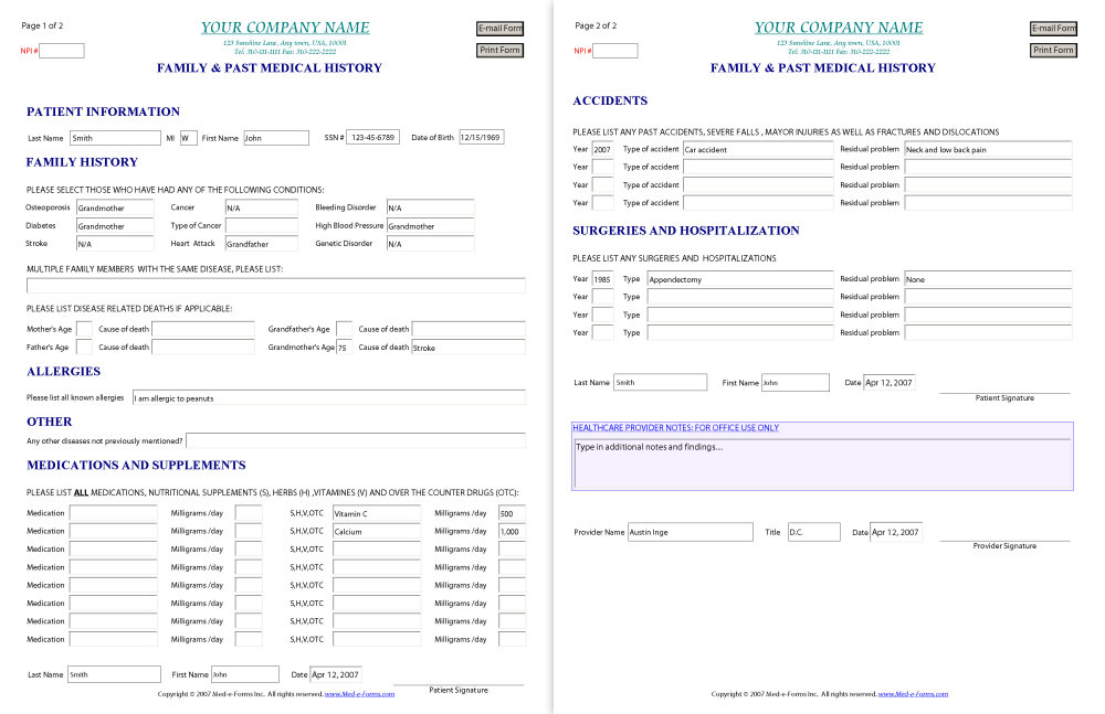 Medical History Form 7+ Download Free Documents In PDF, Word Medical History Form 7+ Download Free Documents In PDF, Word