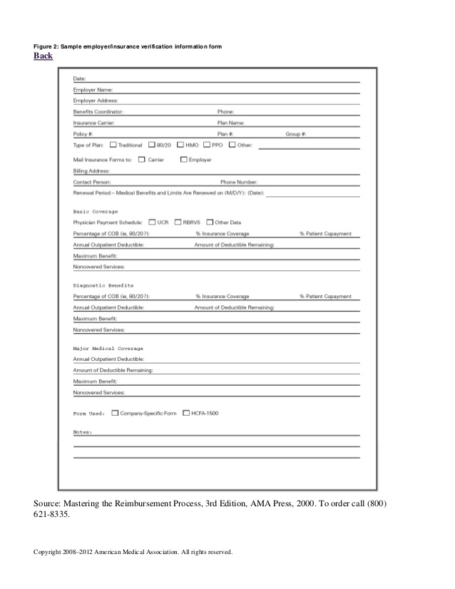 Patient Insurance Verification Form Physician CPA for medical 