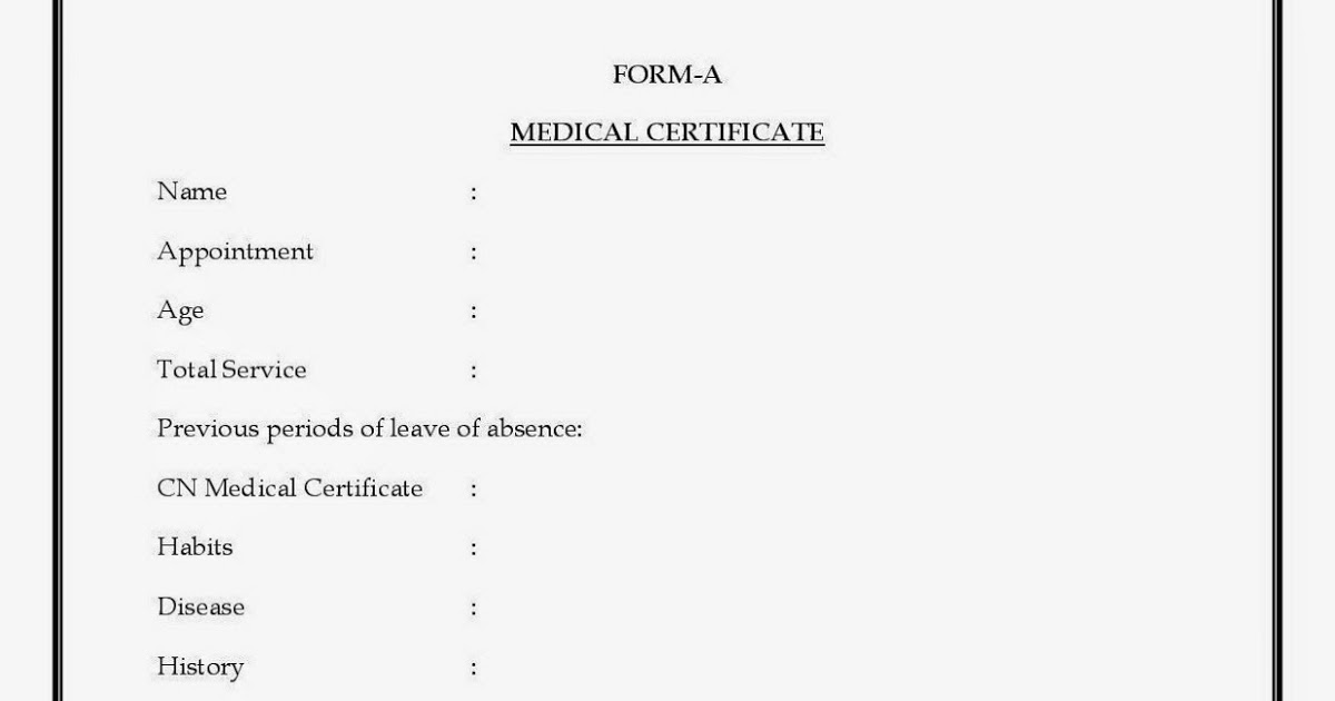 Form A for Medical Leave Form A for Medical Leave