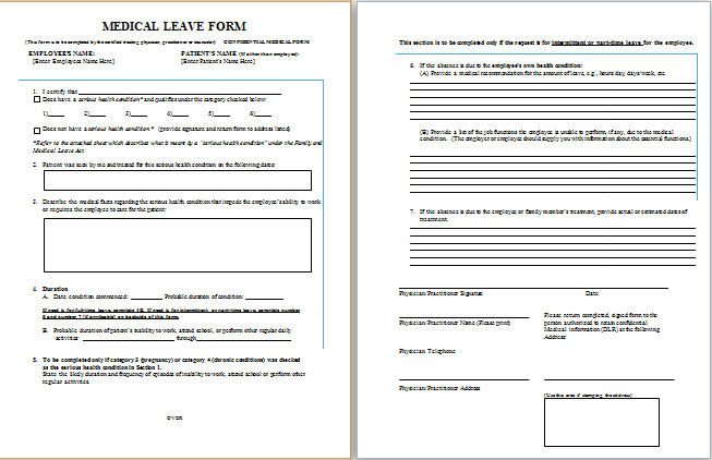 MS Word Job Leave Medical Form Template | Printable Medical Forms MS Word Job Leave Medical Form Template | Printable Medical Forms