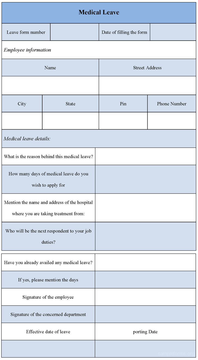 Medical leave form, sample Medical leave form | Sample Forms Medical leave form, sample Medical leave form | Sample Forms