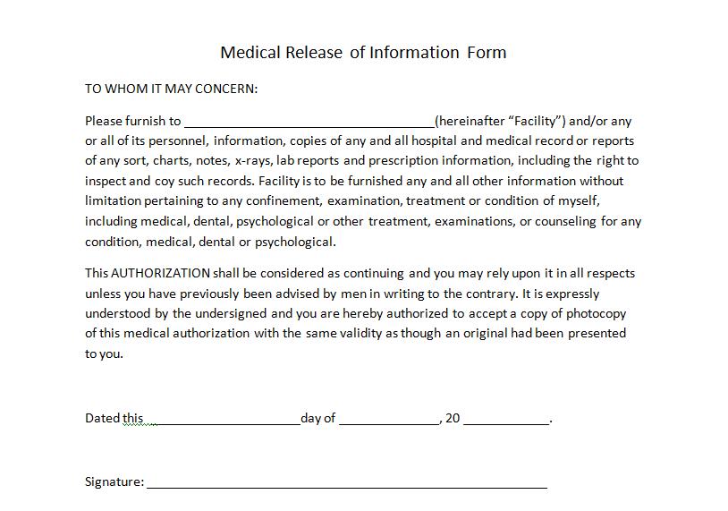 Medical Records Release Form Templates Free Printable Forms Medical Records Release Form Templates Free Printable Forms