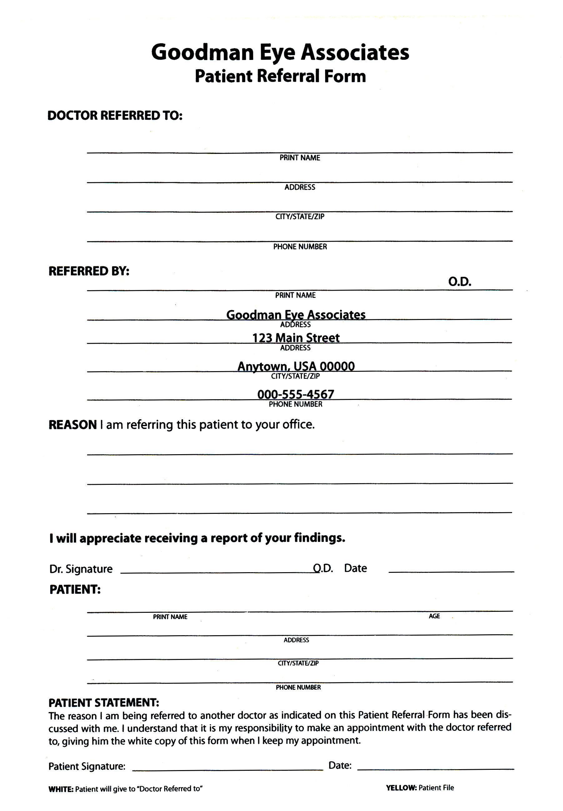 Medical Referral Form templates free printable