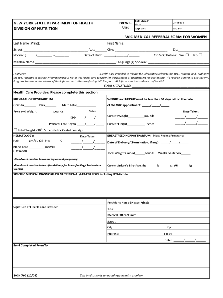 Printable Doctor Referral Form