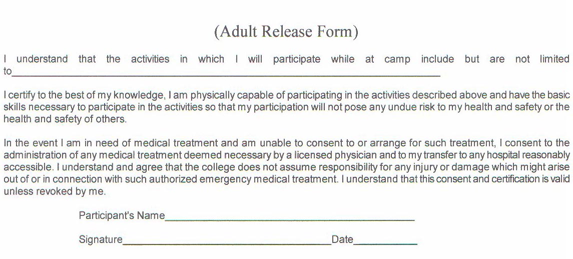 Fillable Online Medical Release Form Adults Fax Email Print 