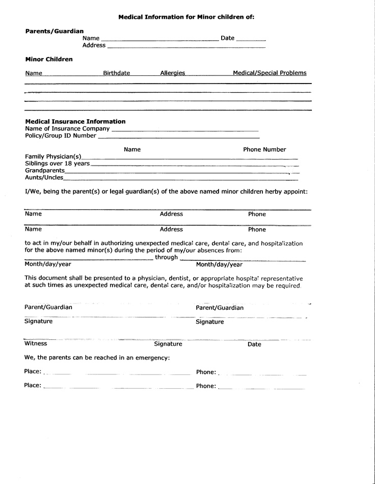 Child Medical Consent Form | Free Medical Authorization Form for 
