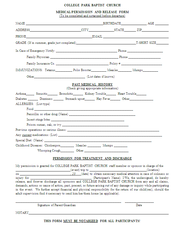 Medical Release Form For Minor Template Medical Release Form For Minor Template