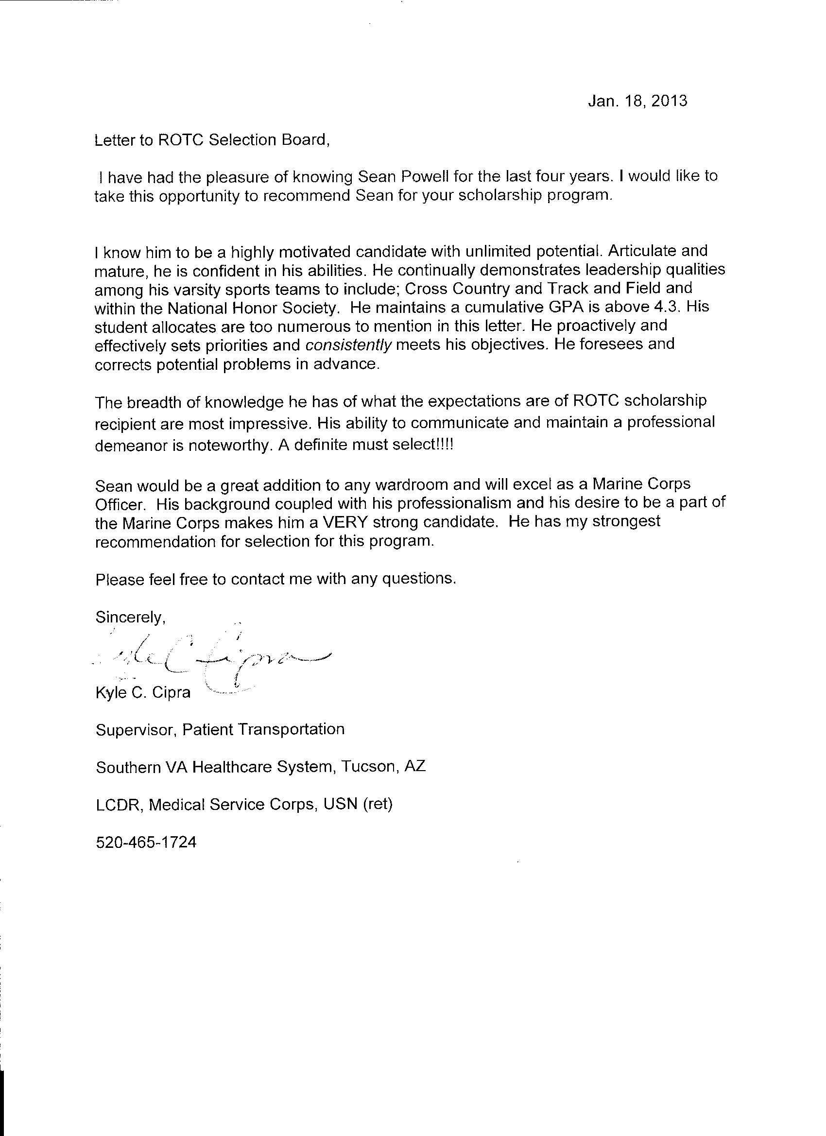 Some Letters Of Recommendation | Military and the Marine Corps Some Letters Of Recommendation | Military and the Marine Corps