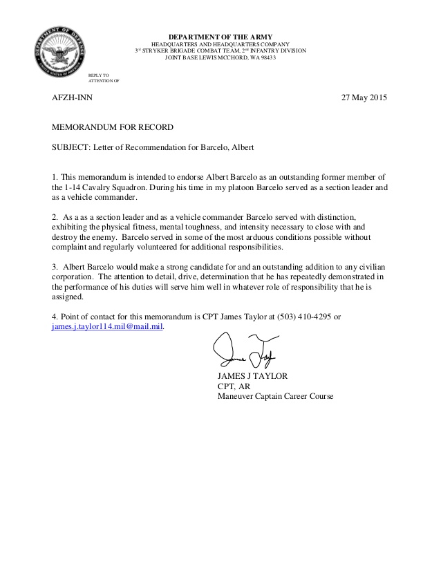 military letter of recommendation Best Letter Example military letter of recommendation Best Letter Example