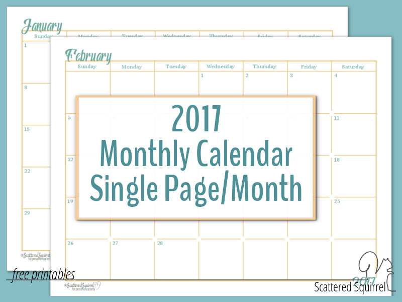 2017 Monthly Calendar Template 08 Free Printable Templates