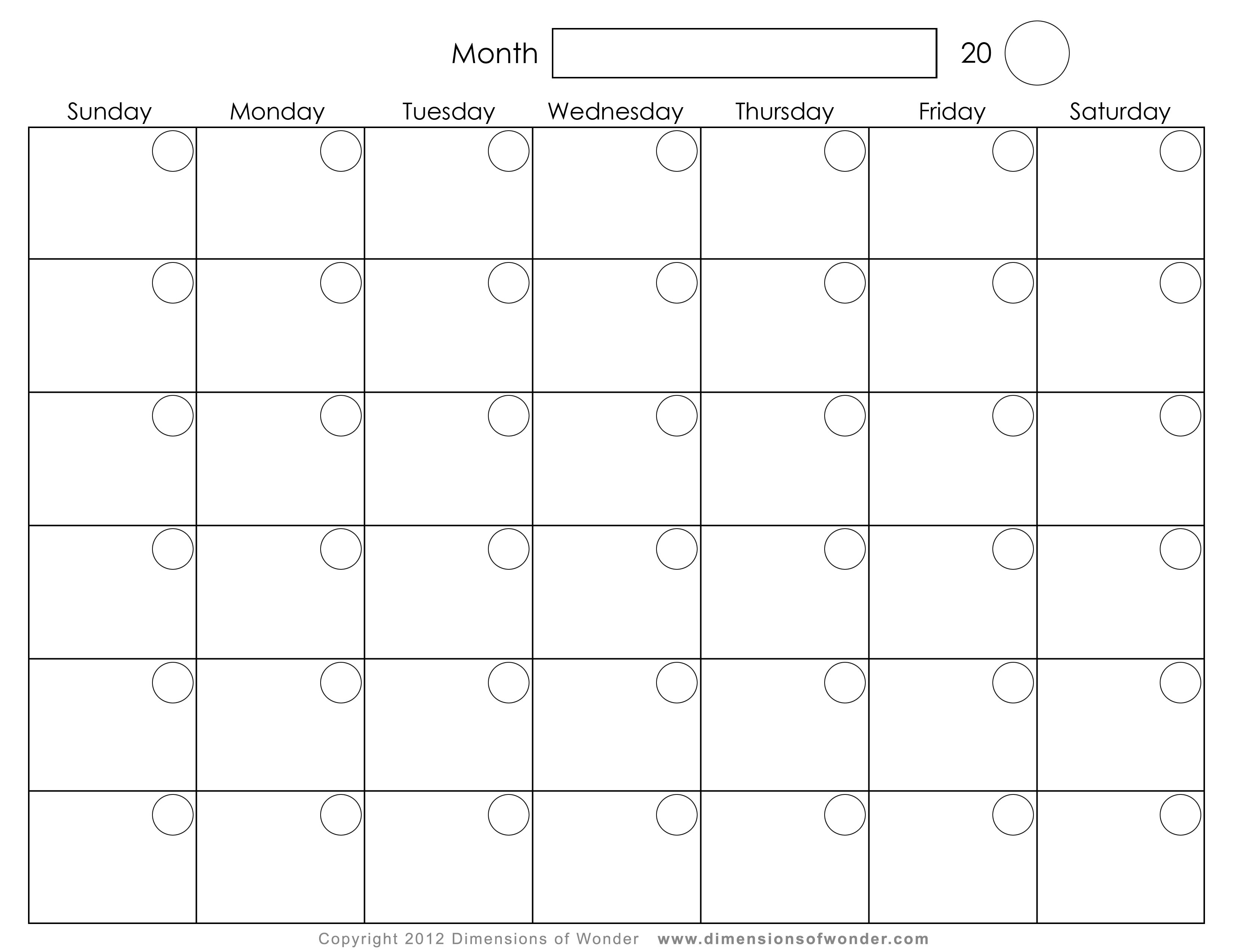 monthly printable calendar