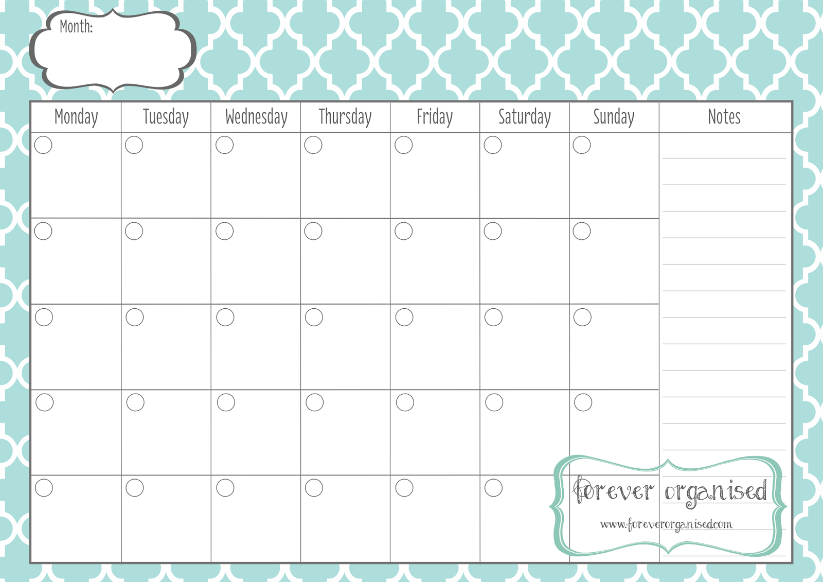 Printable Blank Monthly Calendar Excel Templates Free Printable 