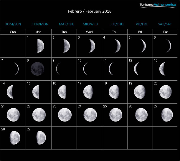 2016 Moon Phase Chart