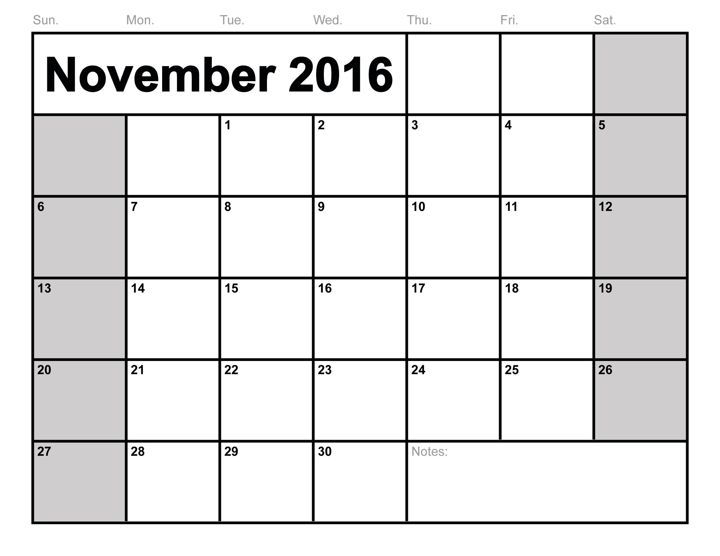 November 2016 Calendar Excel | monthly calendar printable November 2016 Calendar Excel | monthly calendar printable