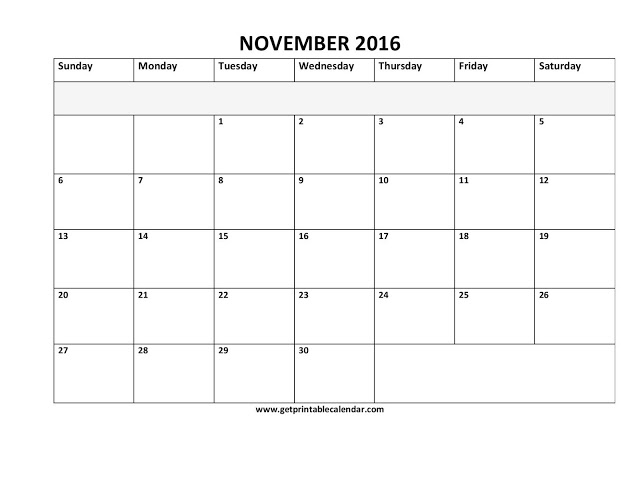 Printable Calendar 2016: November 2016 Calendar PDF | Excel | Word Printable Calendar 2016: November 2016 Calendar PDF | Excel | Word