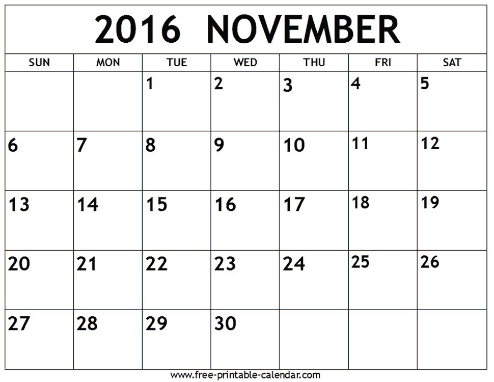November 2016 Calendar Printable With Holidays | yearly calendar 
