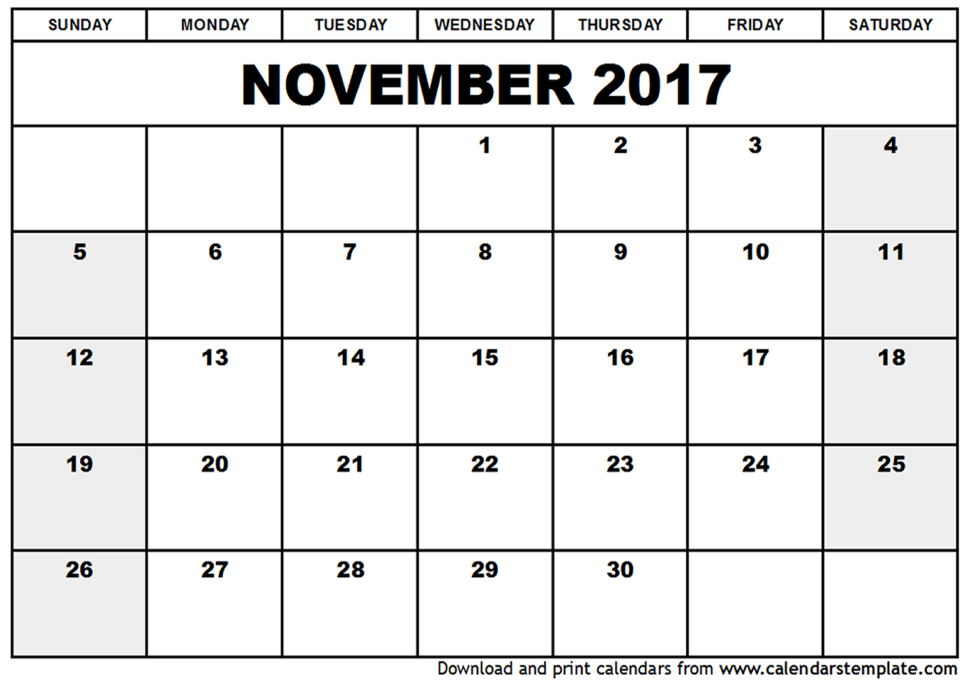 November 2017 Calendar Cute | weekly calendar template