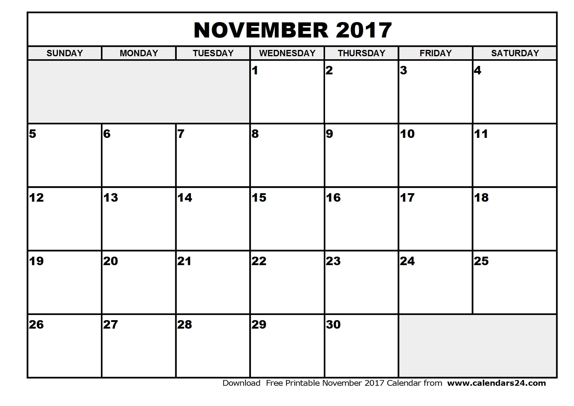 November 2017 Calendar & December 2017 Calendar