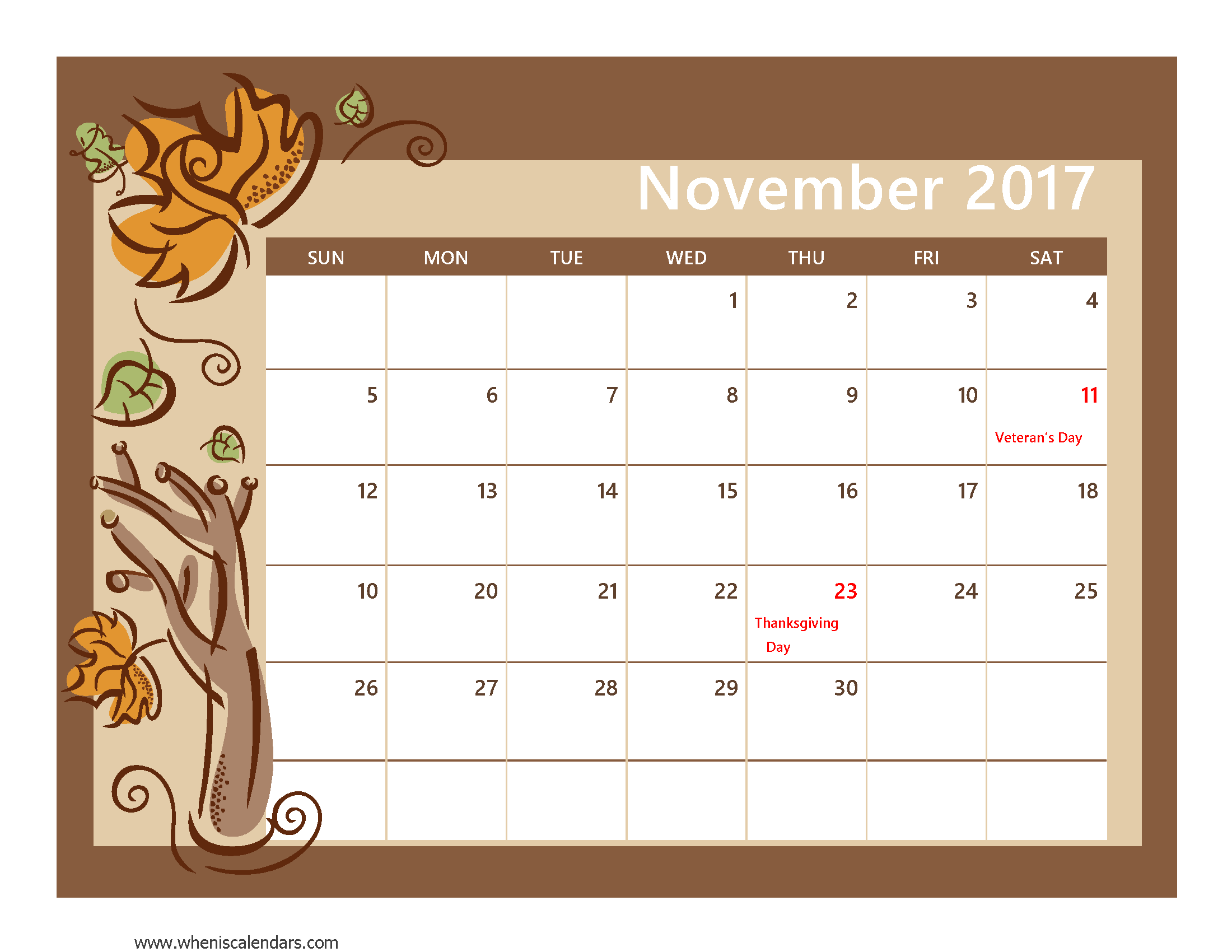 November 2017 Calendar Pdf | weekly calendar template November 2017 Calendar Pdf | weekly calendar template