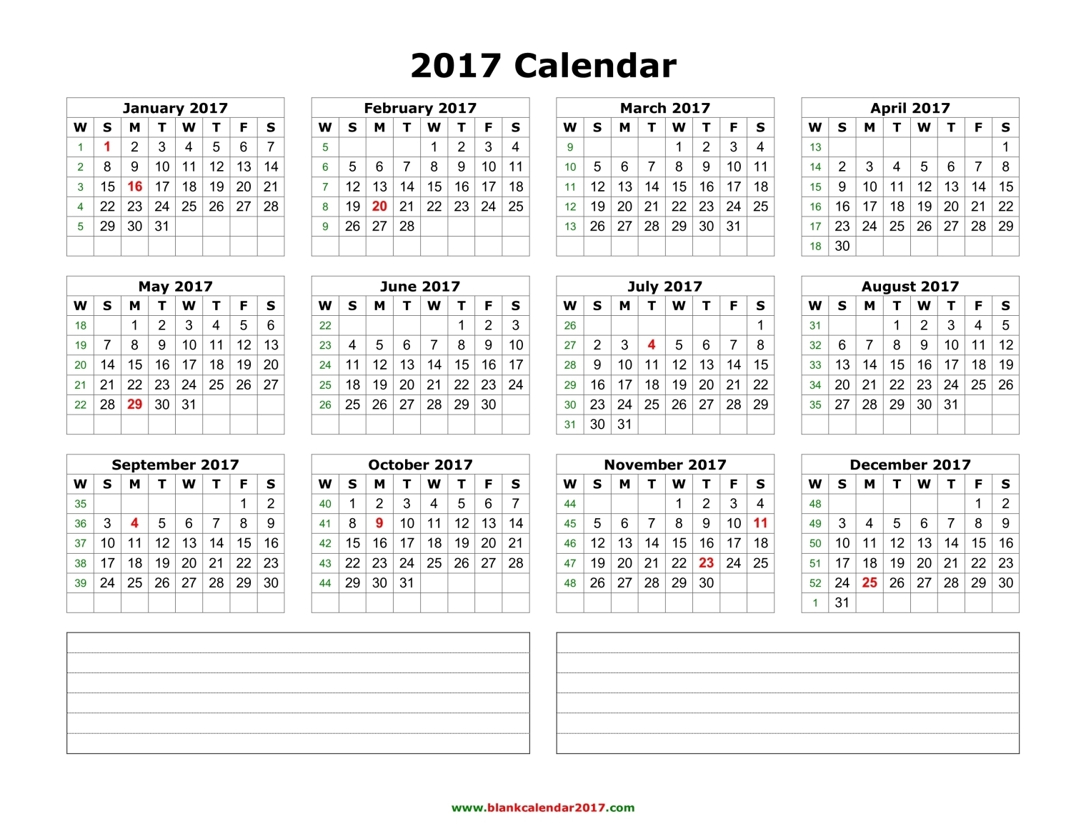 Blank Calendar 2017 Blank Calendar 2017