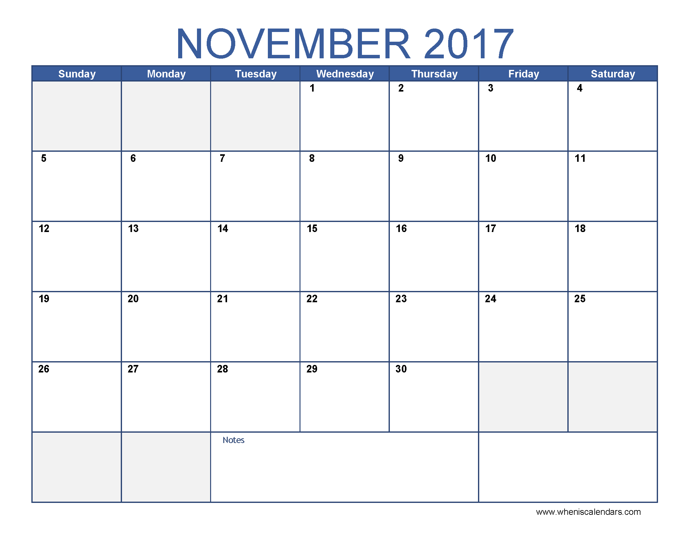 November 2017 Calendar Template | free calendar 2017