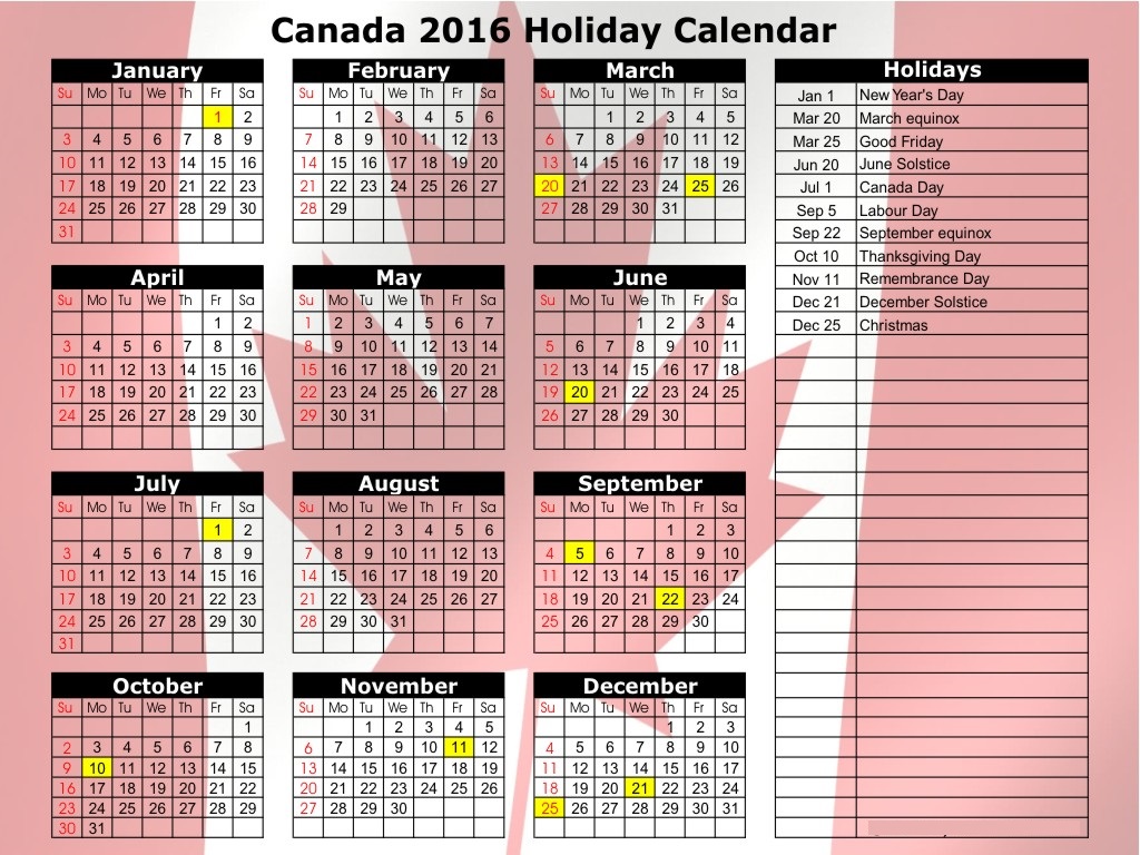 October 2017 Calendar Canada | yearly calendar template