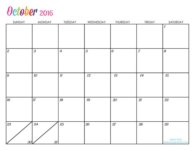 October 2017 Calendar Cute | weekly calendar template
